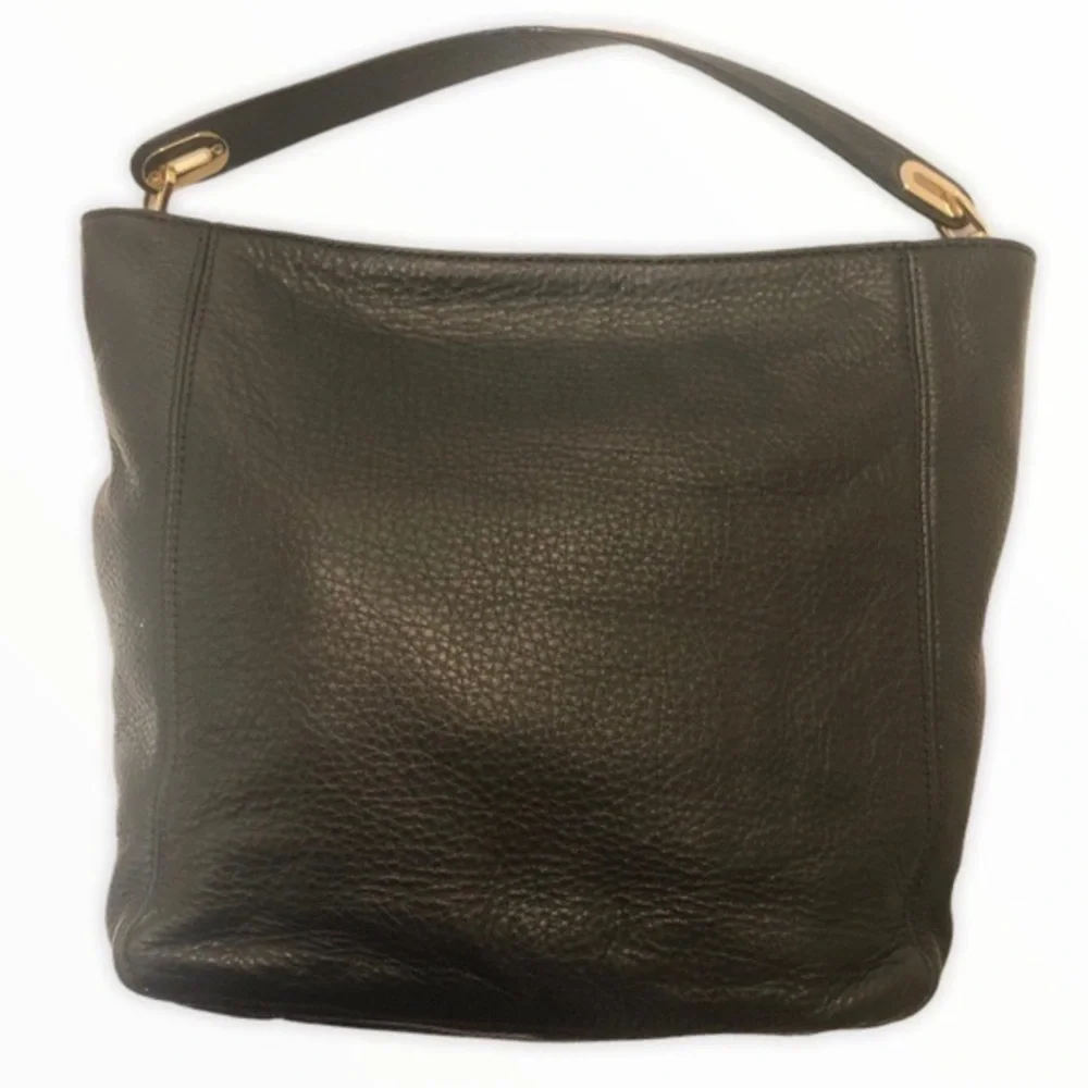 Michael kors black pebbled leather hobo bag
